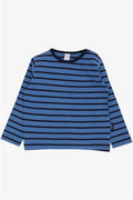Baby Boy Long-Sleeved T-Shirt with Button Closure, Striped, Blue (9 Months-1.5 Years)