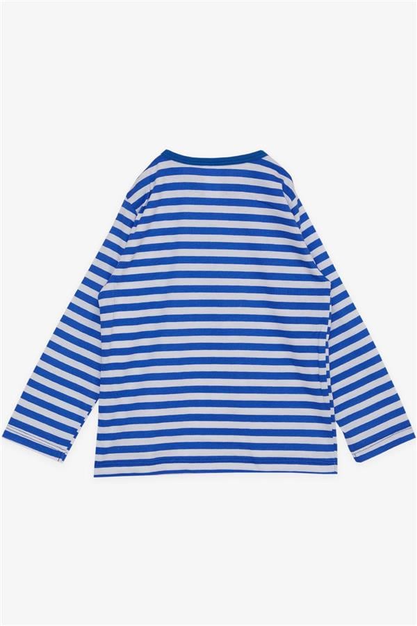 Baby Boy Long-Sleeve T-Shirt with Striped Button Closure and Dinosaur Print, Dark Blue (9 Months-1 Years)