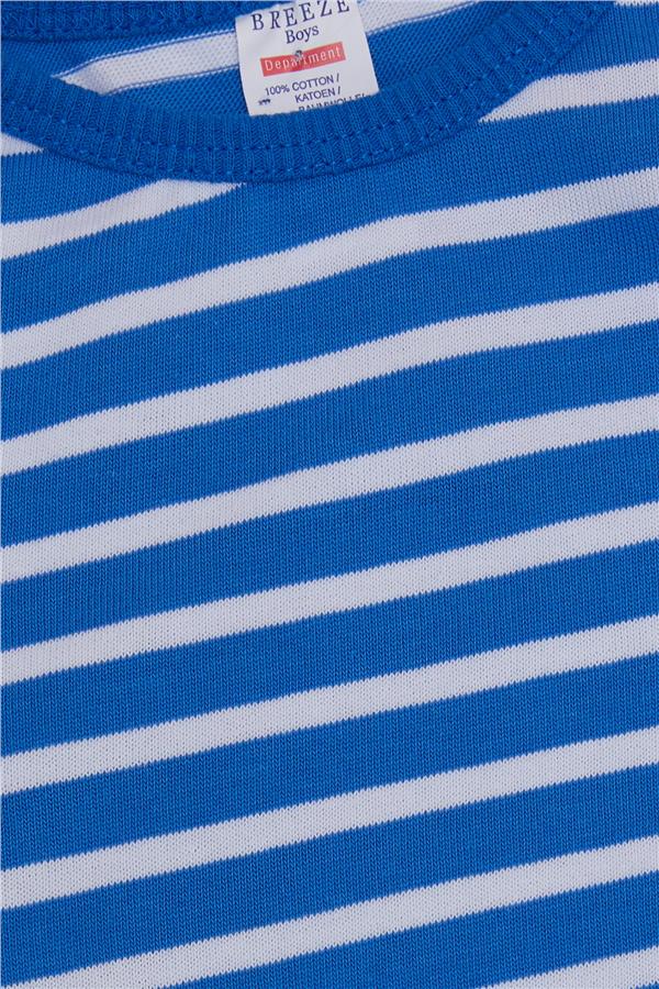 Baby Boy Long-Sleeved T-Shirt with Striped Button Closure, Blue (9 Months-1 Years)