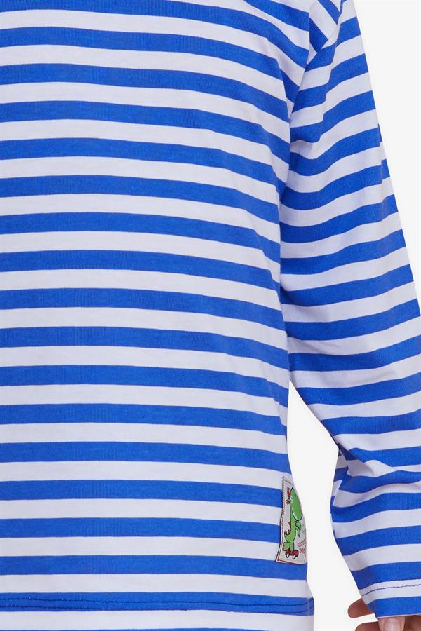 Baby Boy Long-Sleeve T-Shirt with Striped Button Closure and Dinosaur Print, Dark Blue (9 Months-1 Years)