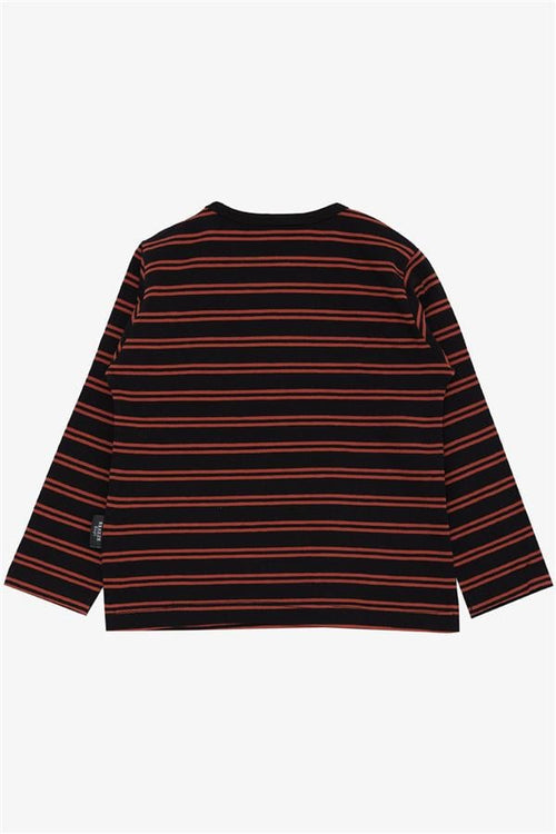 Baby Boy Long-Sleeve T-Shirt with Striped Button Closure, Black (9 Months-1.5 Years)