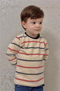 Baby Boy Long-Sleeve T-Shirt with Minimalist Marine Stripes, Cream (9 Months-3 Years)