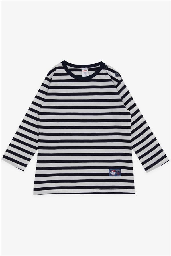 Baby Boy Long-Sleeved T-Shirt with Puppy Print and Hat, Navy Blue (9 Months)