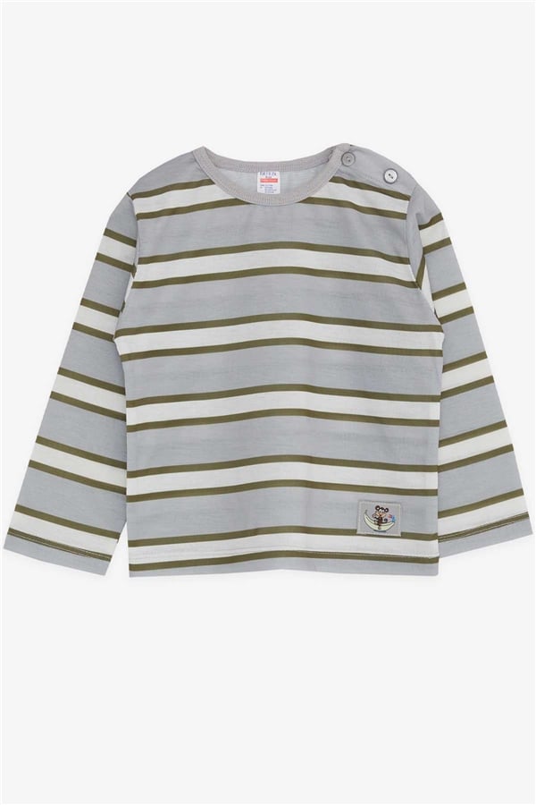 Baby Boy Long-Sleeve T-Shirt, Striped Pattern, Mixed Colors (9 Months)