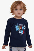 Baby Boy Long-Sleeve T-Shirt with Text Print, Navy Blue (1-1.5 Years)