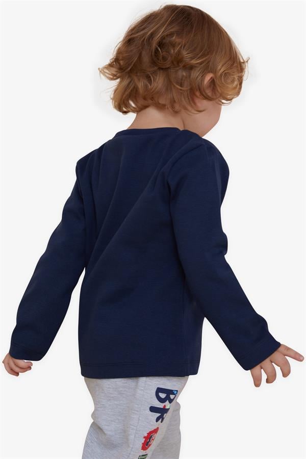 Baby Boy Long-Sleeve T-Shirt with Text Print, Navy Blue (1-1.5 Years)