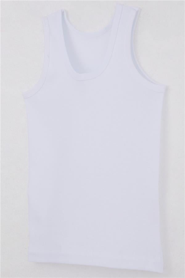 Boys' Basic White Tank Top with Wide Straps (Ages 5-11)