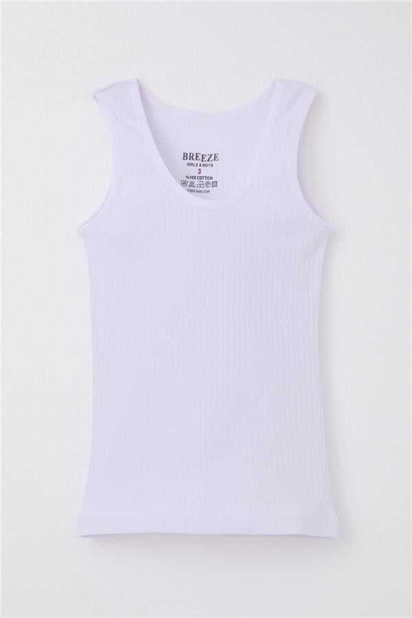 Boys' Tank Top, Wide Straps, Ribbed, White (Ages 3-11)