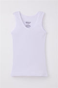 Boys' Tank Top, Wide Straps, Ribbed, White (Ages 3-11)