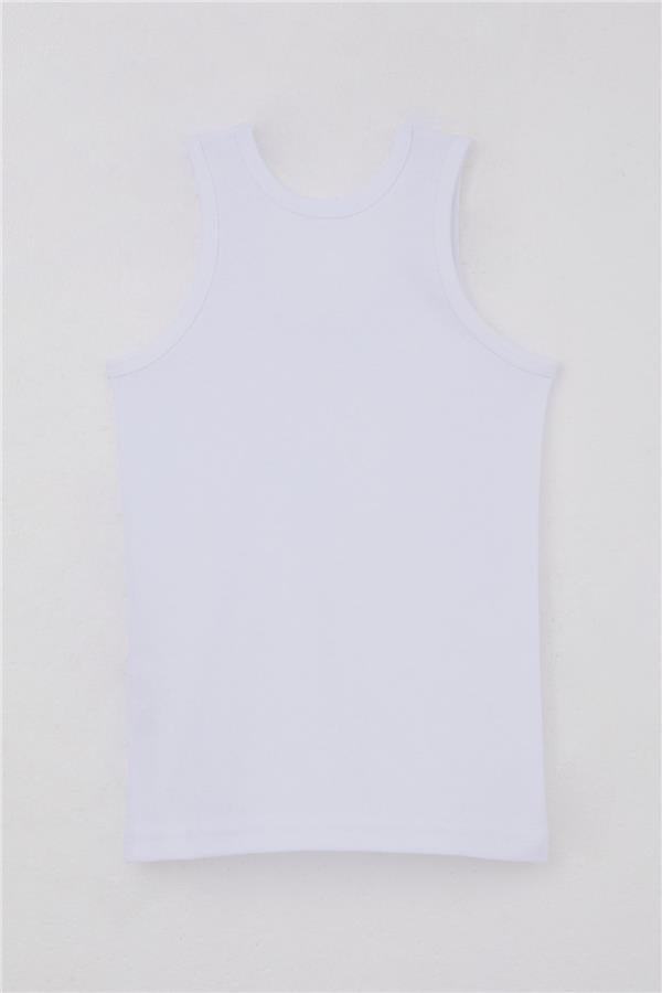 Boys' Basic White Tank Top with Wide Straps (Ages 5-11)