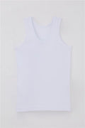 Boys' Basic White Tank Top with Wide Straps (Ages 5-11)