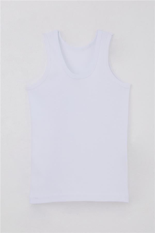 Boys' Basic White Tank Top with Wide Straps (Ages 5-11)