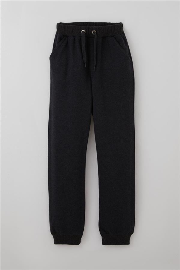 Boys' Sweatpants with Drawstring Detail and Pockets, Dark Grey Melange (Ages 7-11)