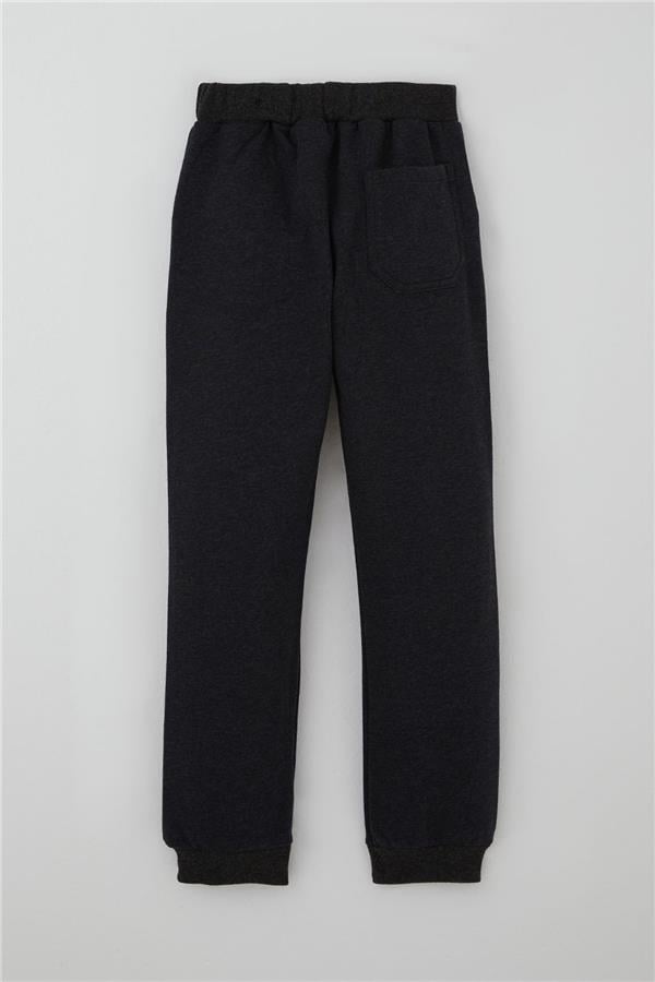 Boys' Sweatpants with Drawstring Detail and Pockets, Dark Grey Melange (Ages 7-11)
