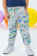 Boys' Sweatpants Science Theme Beige Melange (1.5 Years)