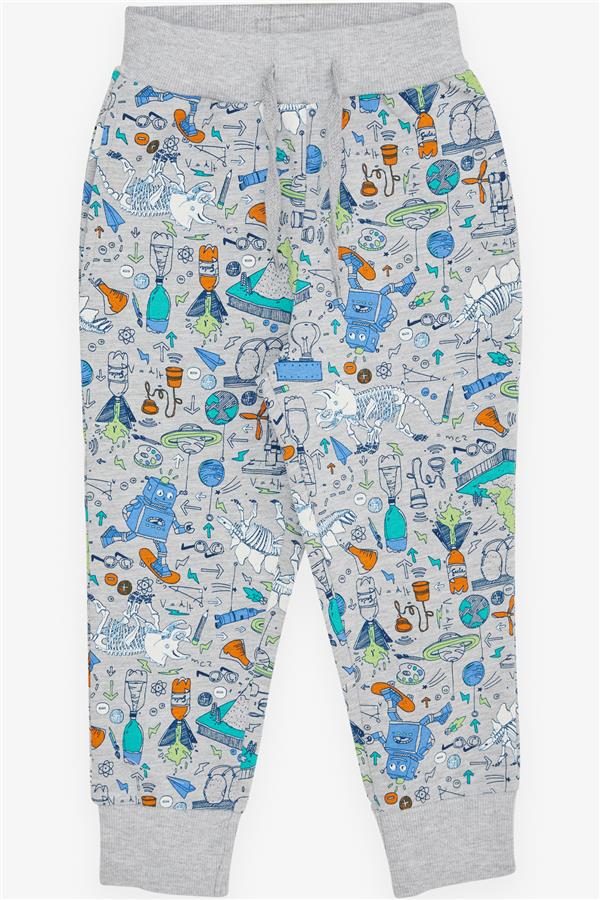 Baby Boy Sweatpants Science Theme Grey Melange (1.5 Years)