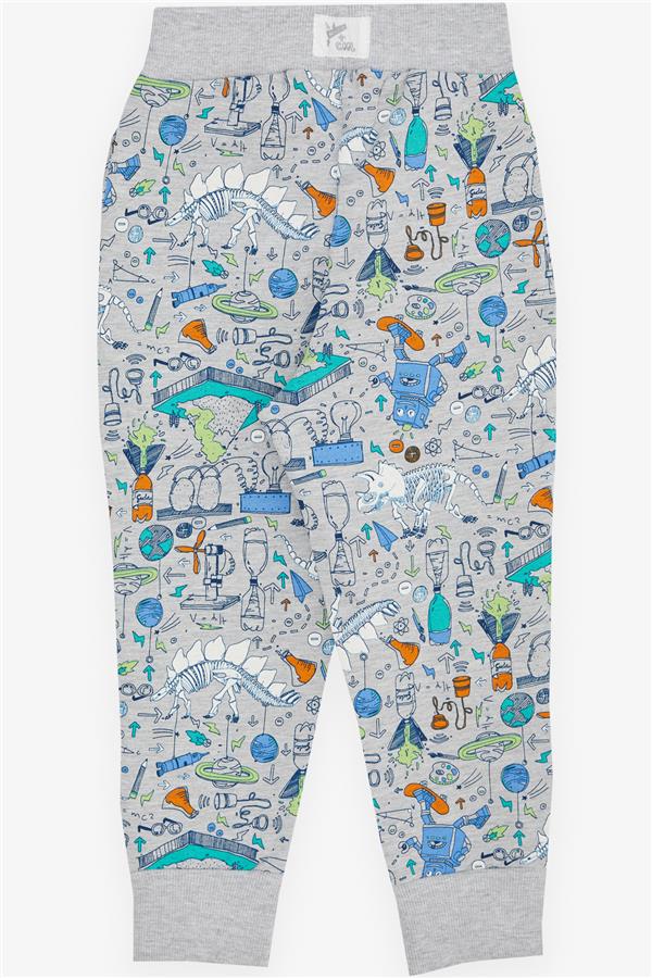 Baby Boy Sweatpants Science Theme Grey Melange (1.5 Years)