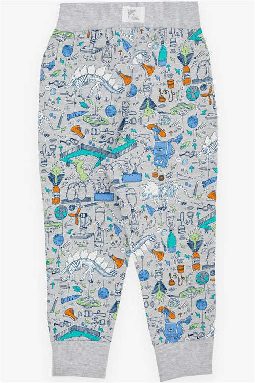 Baby Boy Sweatpants Science Theme Grey Melange (1.5 Years)