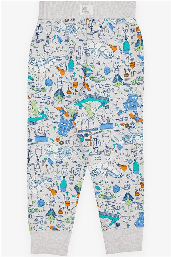Boys' Sweatpants Science Theme Beige Melange (1.5 Years)