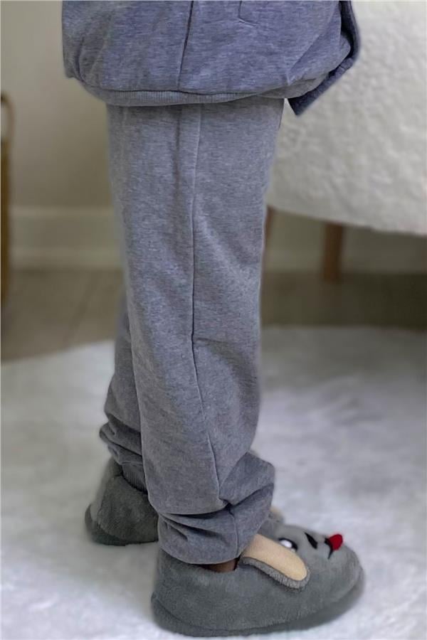 Boys' Tracksuit Bottoms with Pockets, Dark Grey Melange (3-4 Years)