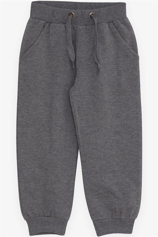 Boys' Tracksuit Bottoms with Pockets, Dark Grey Melange (3-4 Years)
