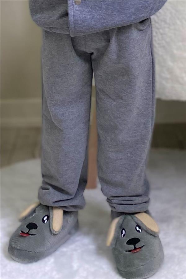 Boys' Tracksuit Bottoms with Pockets, Dark Grey Melange (3-4 Years)