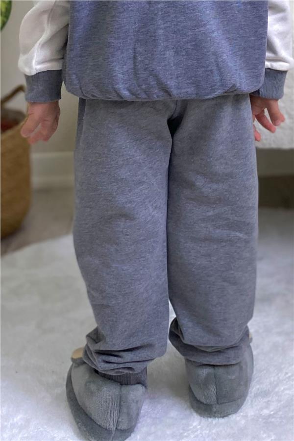 Boys' Tracksuit Bottoms with Pockets, Dark Grey Melange (3-4 Years)