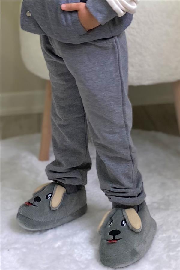 Boys' Tracksuit Bottoms with Pockets, Dark Grey Melange (3-4 Years)