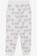 Baby Boy Sweatpants with Cheerful Animal Pattern, White (1-2 Years)