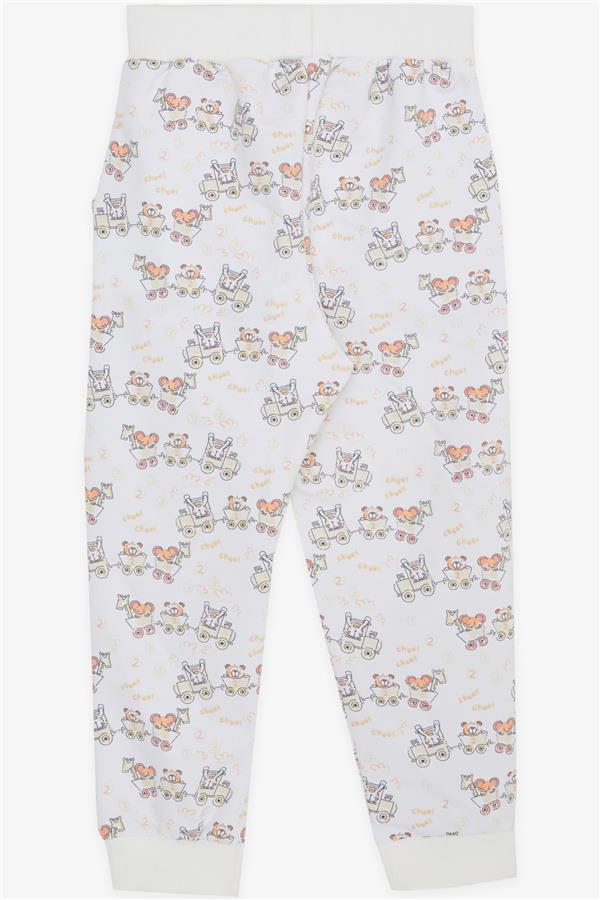 Baby Boy Sweatpants with Cheerful Animal Pattern, White (1-2 Years)