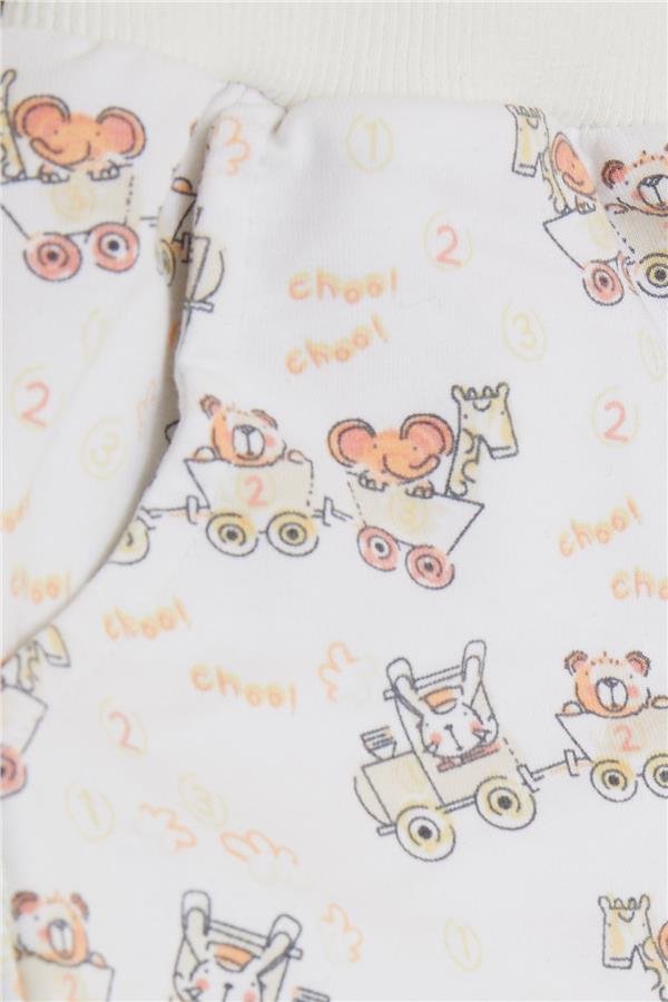 Baby Boy Sweatpants with Cheerful Animal Pattern, White (1-2 Years)