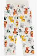 Boys' Sweatpants with Cute Animal Pattern, Cream (1-1.5 Years)