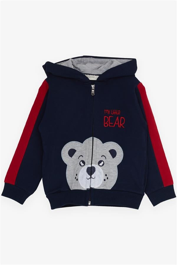 Baby Boy Tracksuit Set with Bear Print, Navy Blue (1-1.5 Years)