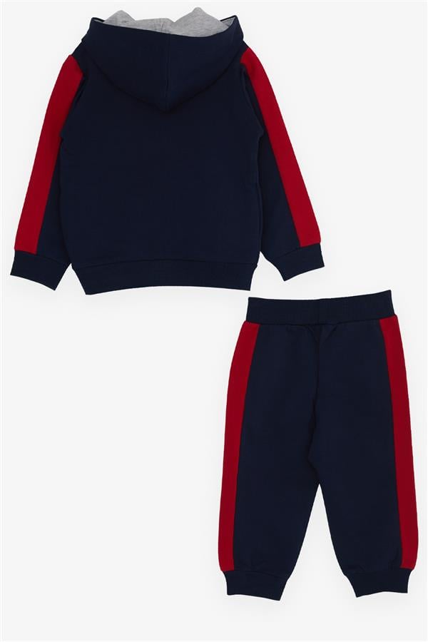 Baby Boy Tracksuit Set with Bear Print, Navy Blue (1-1.5 Years)
