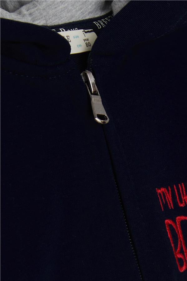 Baby Boy Tracksuit Set with Bear Print, Navy Blue (1-1.5 Years)