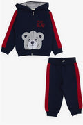 Baby Boy Tracksuit Set with Bear Print, Navy Blue (1-1.5 Years)