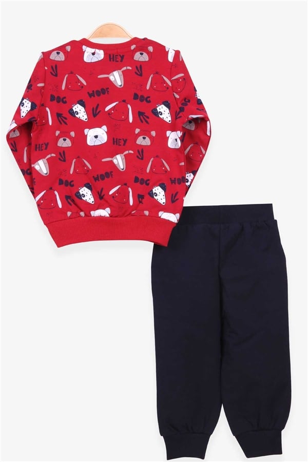 Baby Boy Tracksuit Set, Printed Pattern, Burgundy (1-1.5 Years)