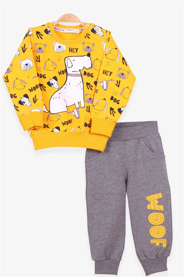 Baby Boy Tracksuit Set, Printed Pattern, Yellow (1-1.5 Years)