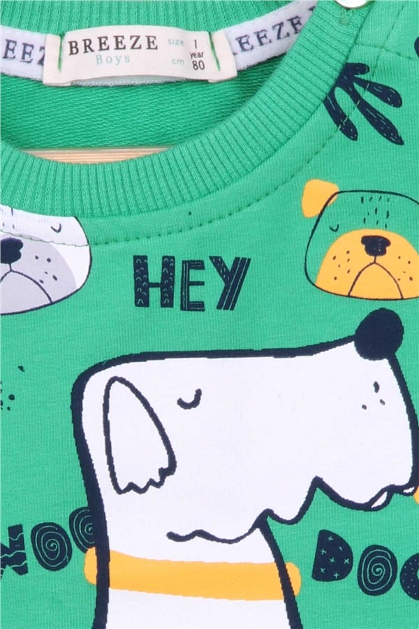Baby Boy Tracksuit Set with Printed Pattern, Green (1 Year)