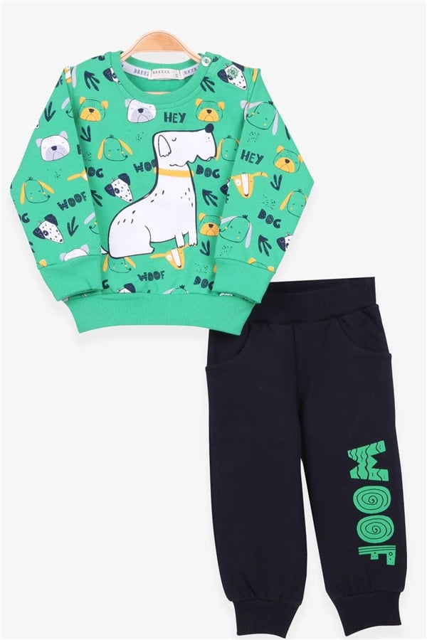 Baby Boy Tracksuit Set with Printed Pattern, Green (1 Year)