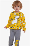 Baby Boy Tracksuit Set, Printed Pattern, Yellow (1-1.5 Years)