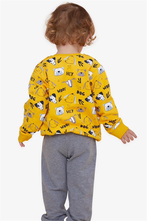 Baby Boy Tracksuit Set, Printed Pattern, Yellow (1-1.5 Years)