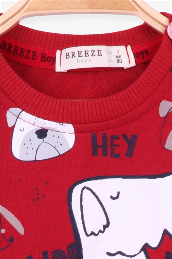 Baby Boy Tracksuit Set, Printed Pattern, Burgundy (1-1.5 Years)