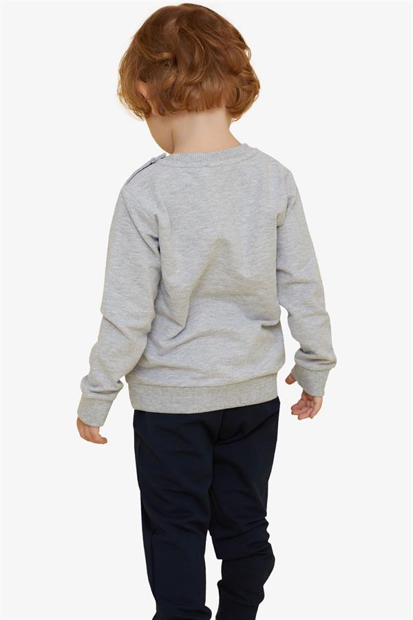 Baby Boy Tracksuit Set with Teddy Bear Design, Grey Melange (1-1.5 Years)