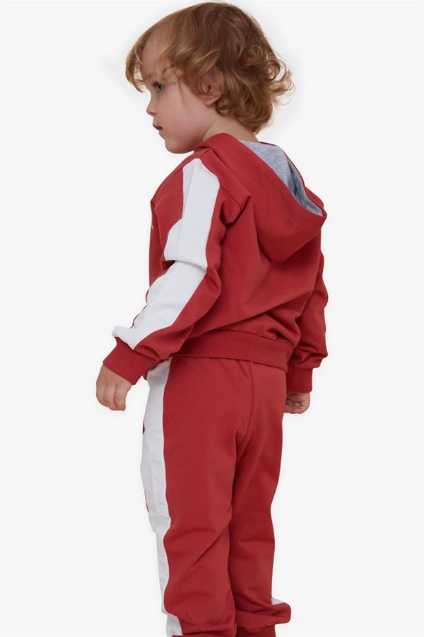Baby Boy Tracksuit Set with Teddy Bear Print, Terracotta (1-1.5 Years)