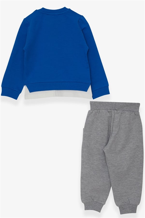 Baby Boy Tracksuit Set, Printed Navy Blue (1-1.5 Years)