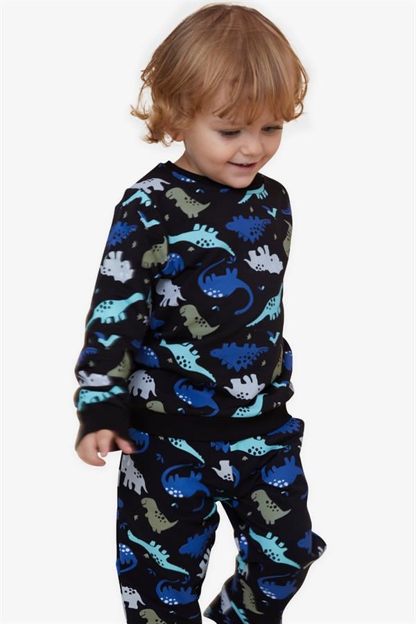 Baby Boy Tracksuit Set, Dinosaur Design, Black (1-1.5 Years)