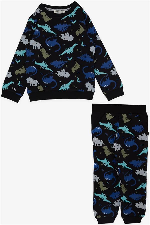 Baby Boy Tracksuit Set, Dinosaur Design, Black (1-1.5 Years)