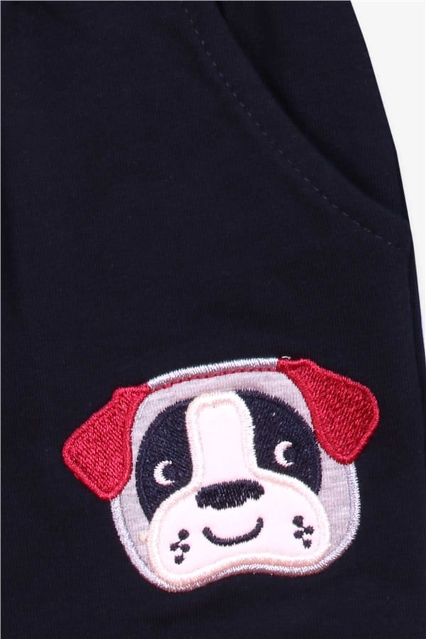 Boys' Tracksuit Set with Dog Embroidery, Burgundy (1-1.5 Years)