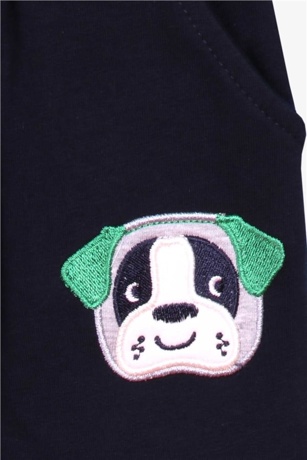 Baby Boy Tracksuit Set with Dog Embroidery, Green (1-2 Years)
